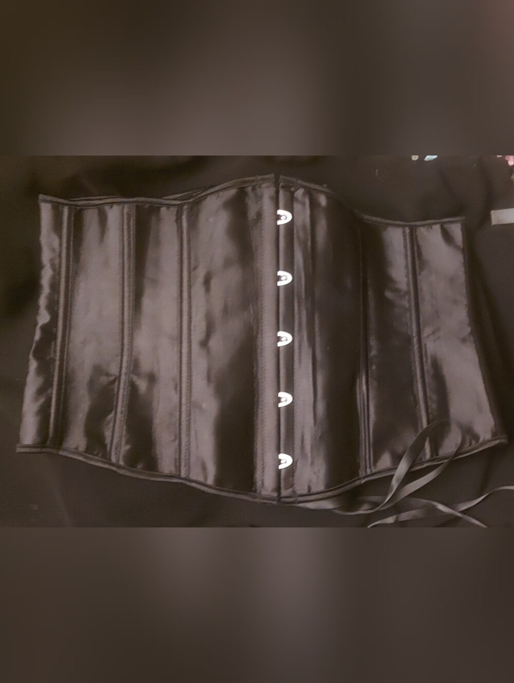 Black Satin Waist Cincher Corset - Women's Shapewear